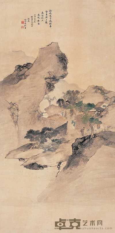 马骀 访友图 立轴 133×66cm